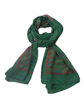 Crepe Silk Scarf - Paisley On The Green Base