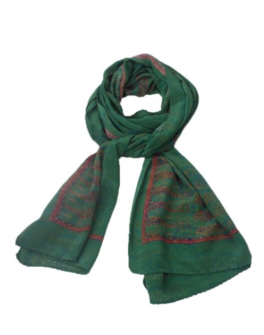 Crepe Silk Scarf - Paisley On The Green Base