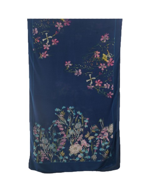 Crepe Silk Scarf - Pink Floral 