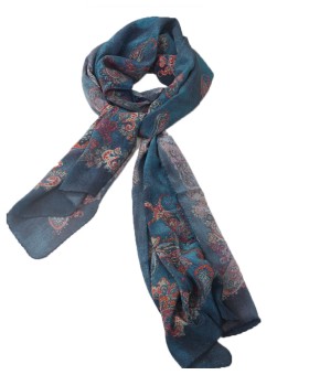 Crepe Silk Scarf - Red Paisley