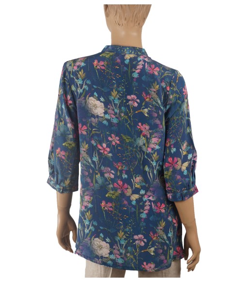 Short Silk Shirt - Pink Floral