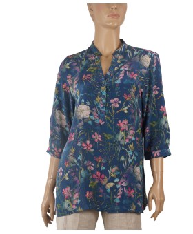 Short Silk Shirt - Pink Floral