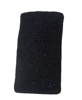 Mobile Case - Black Bead Embroidered 