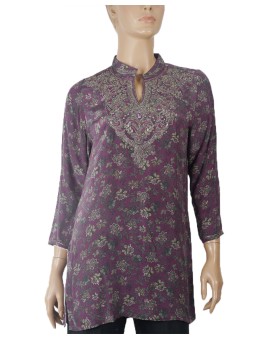 Antique Silk Kurti - Floral Creeper