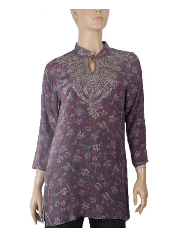 Antique Silk Kurti - Floral Creeper