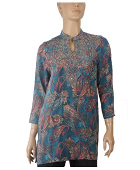 Antique Silk Kurti - Red Paisley