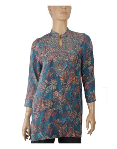 Antique Silk Kurti - Red Paisley