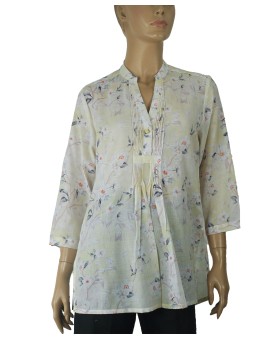 Casual Kurti - Pretty White Flowers