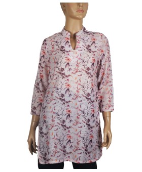 Casual Kurti - Pretty Peach Flowers