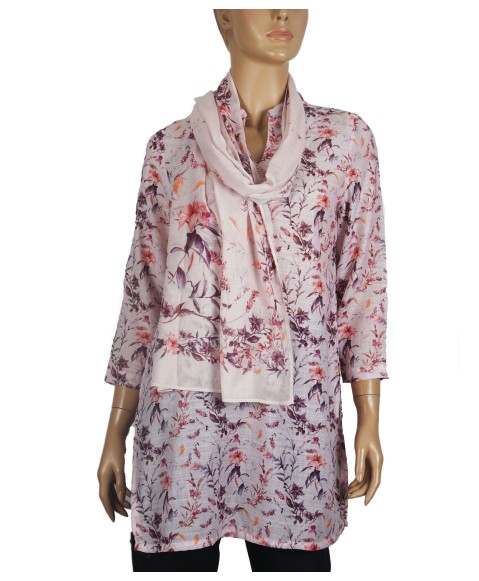 Casual Kurti - Pretty Peach Flowers