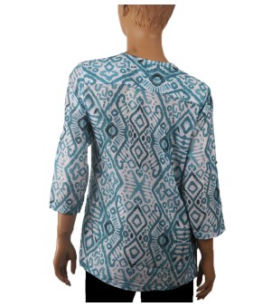 Casual Kurti - Aqua Green Ikat