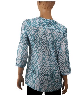 Casual Kurti - Aqua Green Ikat