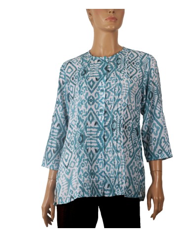 Casual Kurti - Aqua Green Ikat