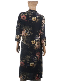 Tunic - Black Base With Beige Floral