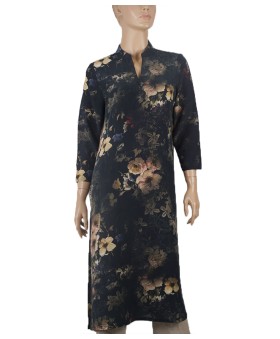 Tunic - Black Base With Beige Floral