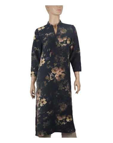 Tunic - Black Base With Beige Floral