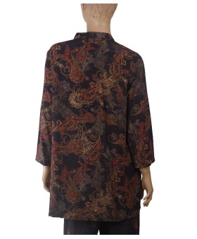 Long Silk Shirt - Red Paisley 