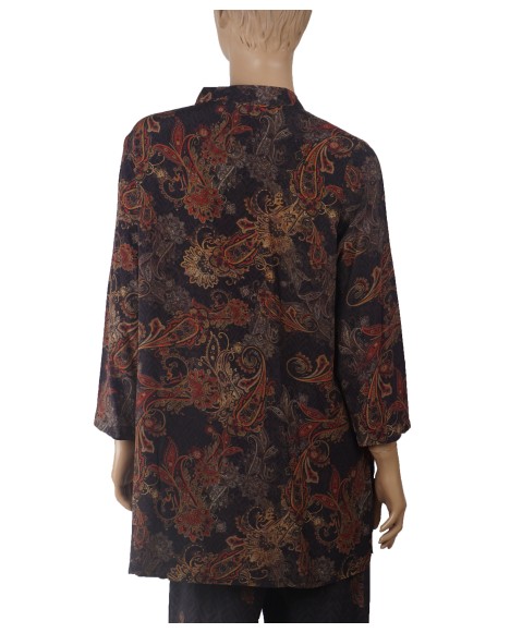 Long Silk Shirt - Red Paisley 