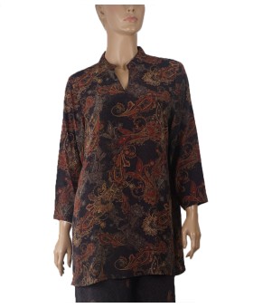 Long Silk Shirt - Red Paisley 