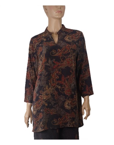 Long Silk Shirt - Red Paisley 