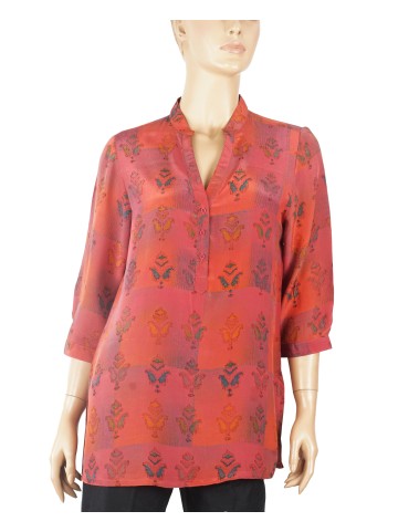 Short Silk Shirt - Floral Patch