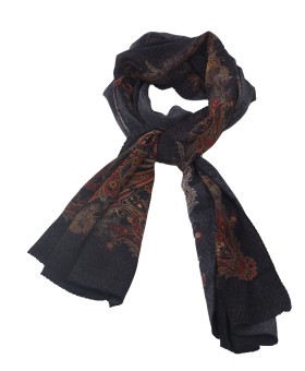 Crepe Silk Scarf - Red Paisley