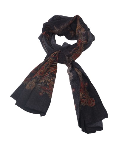 Crepe Silk Scarf - Red Paisley