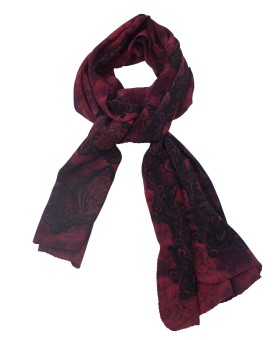 Crepe Silk Scarf - Magenta Paisley