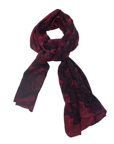 Crepe Silk Scarf - Magenta Paisley