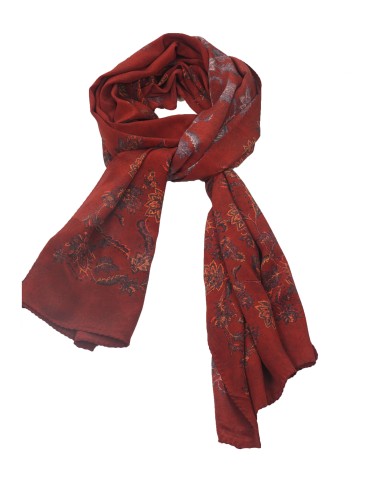 Crepe Silk Scarf - Maroon Floral