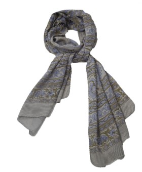 Crepe Silk Scarf - Blue Tulips