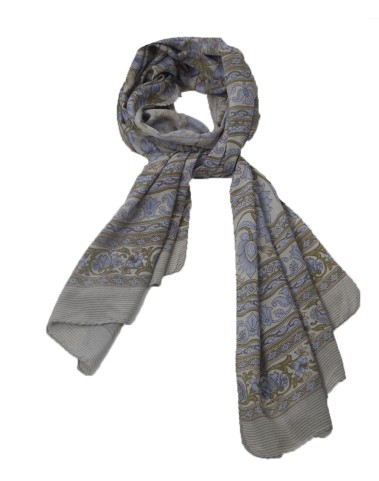 Crepe Silk Scarf - Blue Tulips