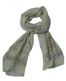 Crepe Silk Scarf - Paisley And Flowers