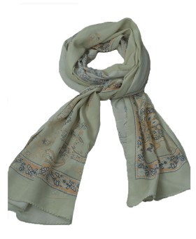 Crepe Silk Scarf - Paisley And Flowers