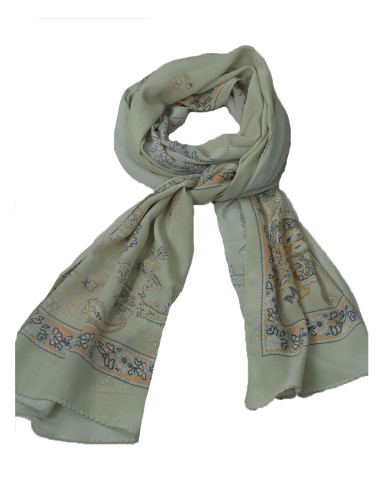 Crepe Silk Scarf - Paisley And Flowers