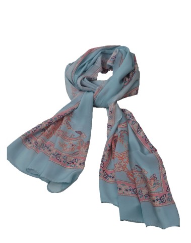 Crepe Silk Scarf - Flowers And Paisley