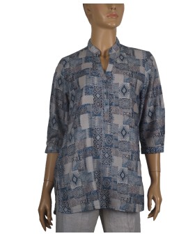 Casual Kurti - Indigo Abstract