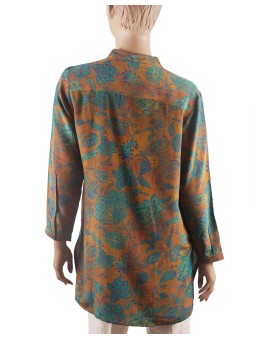 Long Silk Shirt - Green Leaf 