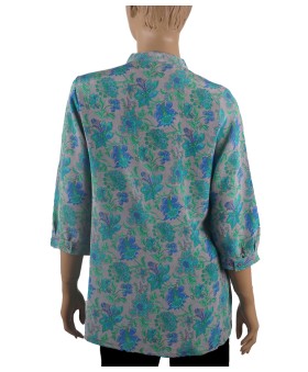 Short Silk Shirt - Blue Floral