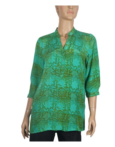 Short Silk Shirt - Green Creeper