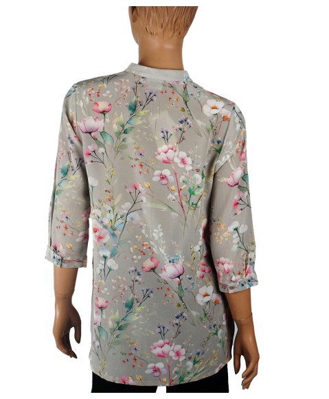 Short Silk Shirt - Pretty Pink Flowers