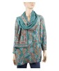  Long Silk Shirt - Dark Green Paisley