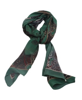 Crepe Silk Scarf - Green Floral