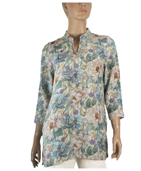 Antique Silk Kurti - Sequence Flowers