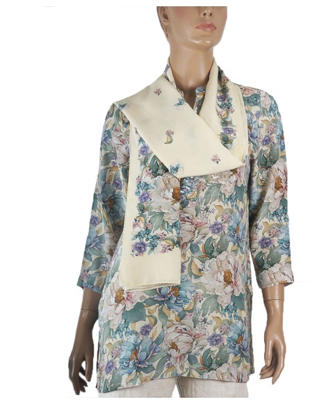 Antique Silk Kurti - Sequence Flowers