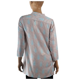 Casual Kurti - Aqua And Beige Embroidery