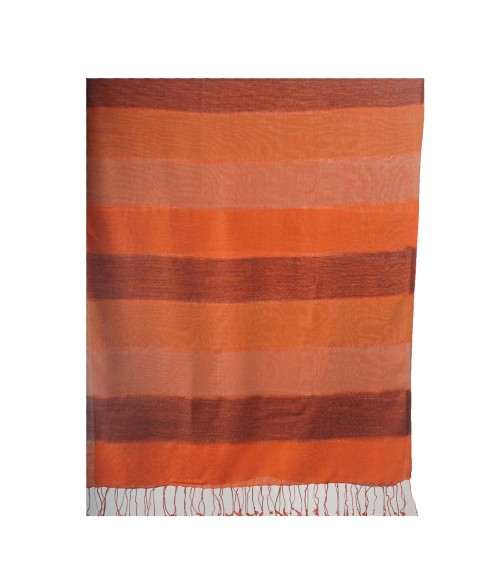 Missing Stripe Stole - Shades of Orange And Brown 