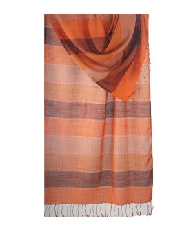 Missing Stripe Stole - Shades of Orange And Brown 