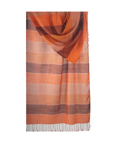 Missing Stripe Stole - Shades of Orange And Brown 