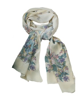 Crepe Silk Scarf - Flowers